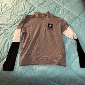 PINK Sequined half zip Army